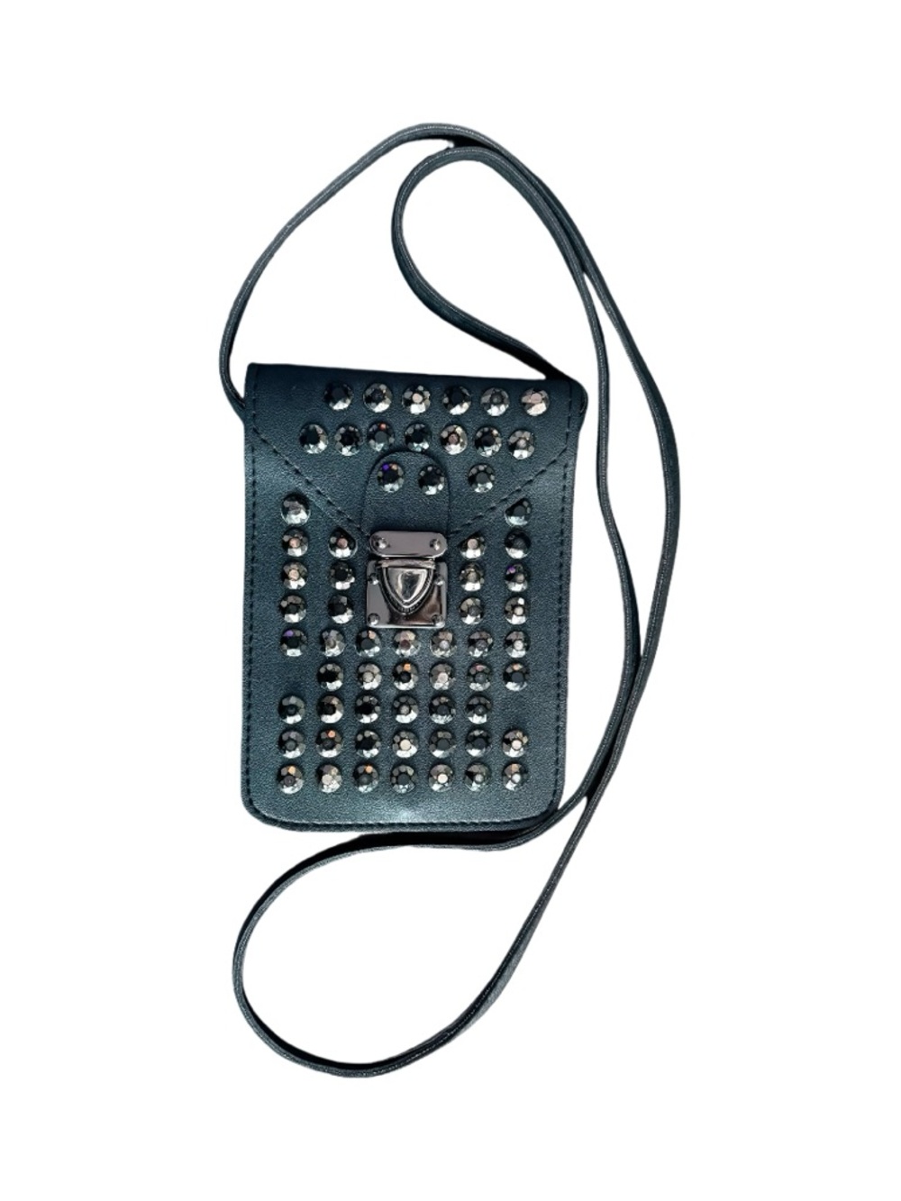 Black Leather Studded Crossbody Bag. Unbranded